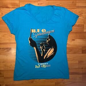 REO Speedwagon Hi Infidelity 40th Anniversary Tour Women's V-neck Tee Medium